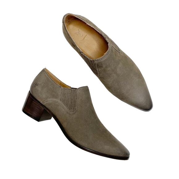 FRYE Eleanor Western Gray Oiled Leather Pointed Toe Boot Shootie - Picture 1 of 11